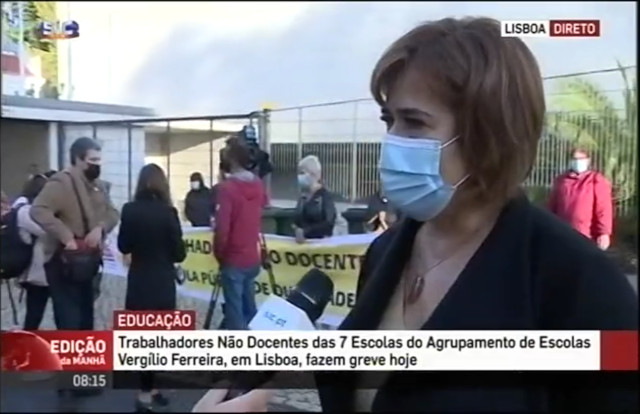 Funcionários do Agrupamento de escolas Vergílio Ferreira em Lisboa estão em protesto