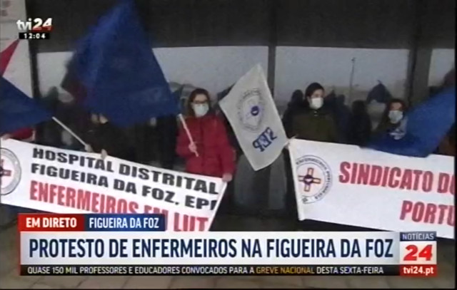 Protesto de enfermeiros na Figueira da Foz contra retorno ao valor do primeiro salário 