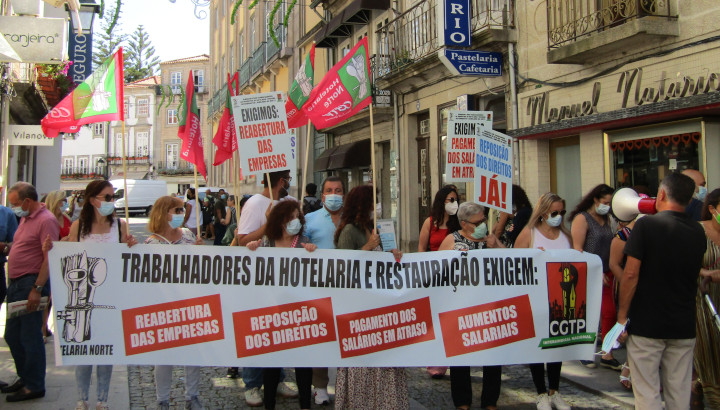 Trabalhadores da hotelaria em protesto em Viana do Castelo