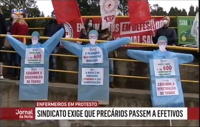 Protesto em Beja e no Porto exige efectivação dos enfermeiros contratados para responder à pandemia