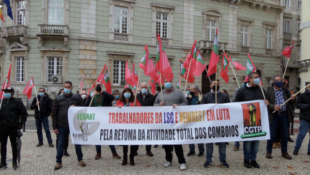 Protesto dos trabalhadores dos serviços de restauração e alojamento dos comboios