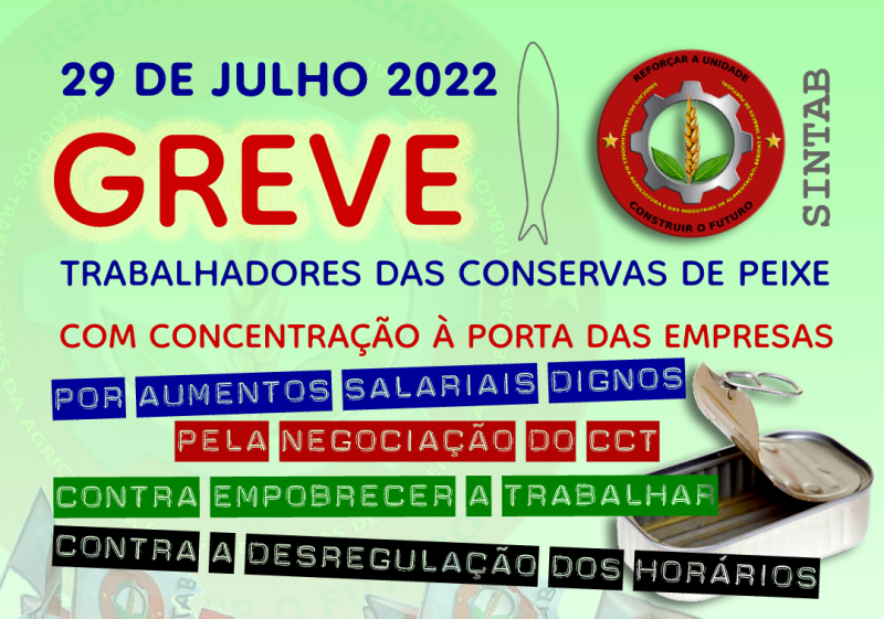 Greve Nacional nas Conservas de peixe no dia 29 de julho