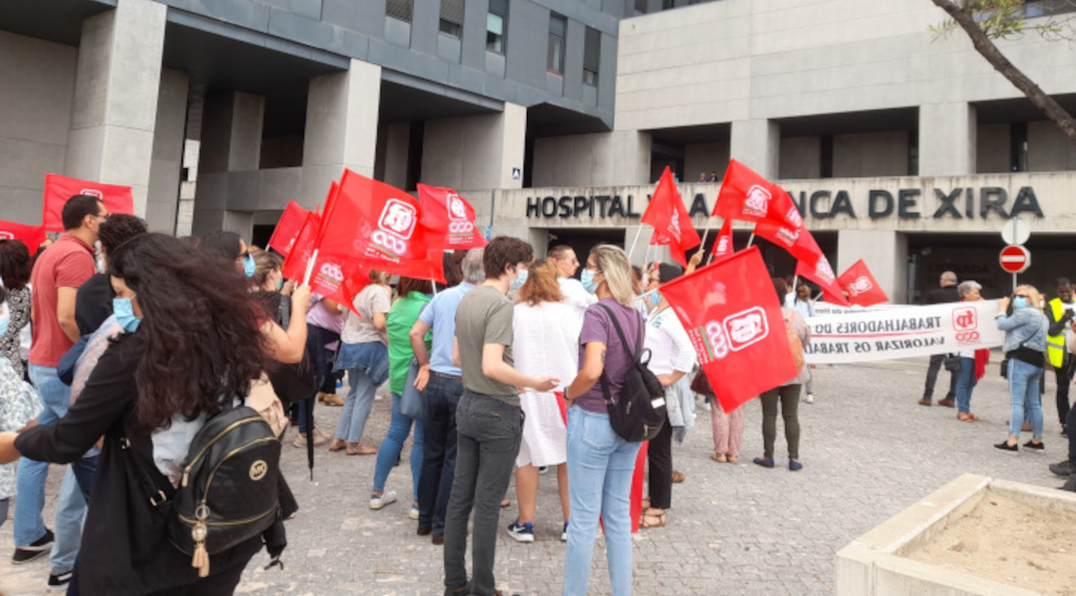 Trabalhadores do Hospital Vila Franca de Xira em greve no dia 1 de junho