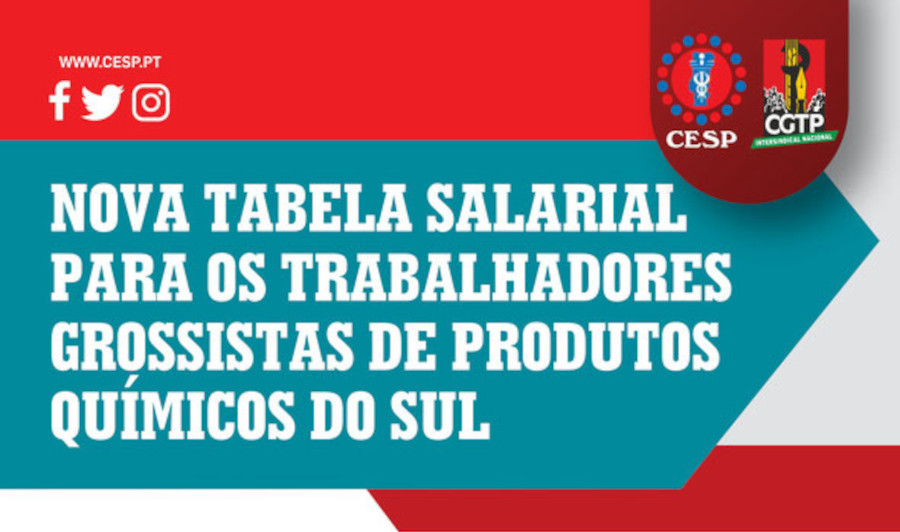 Nova tabela salarial para os trabalhadores grossistas de produtos químicos do Sul
