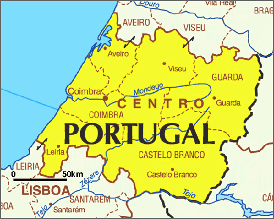 Mapa Regiao Centro Portugal